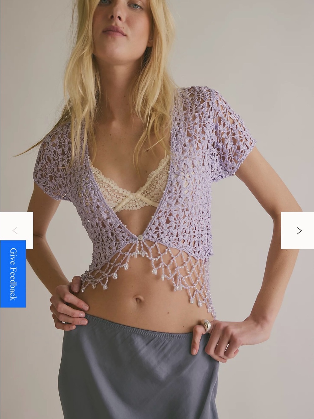 NWT Free People insanely beautiful purple lavender crochet cardigan top